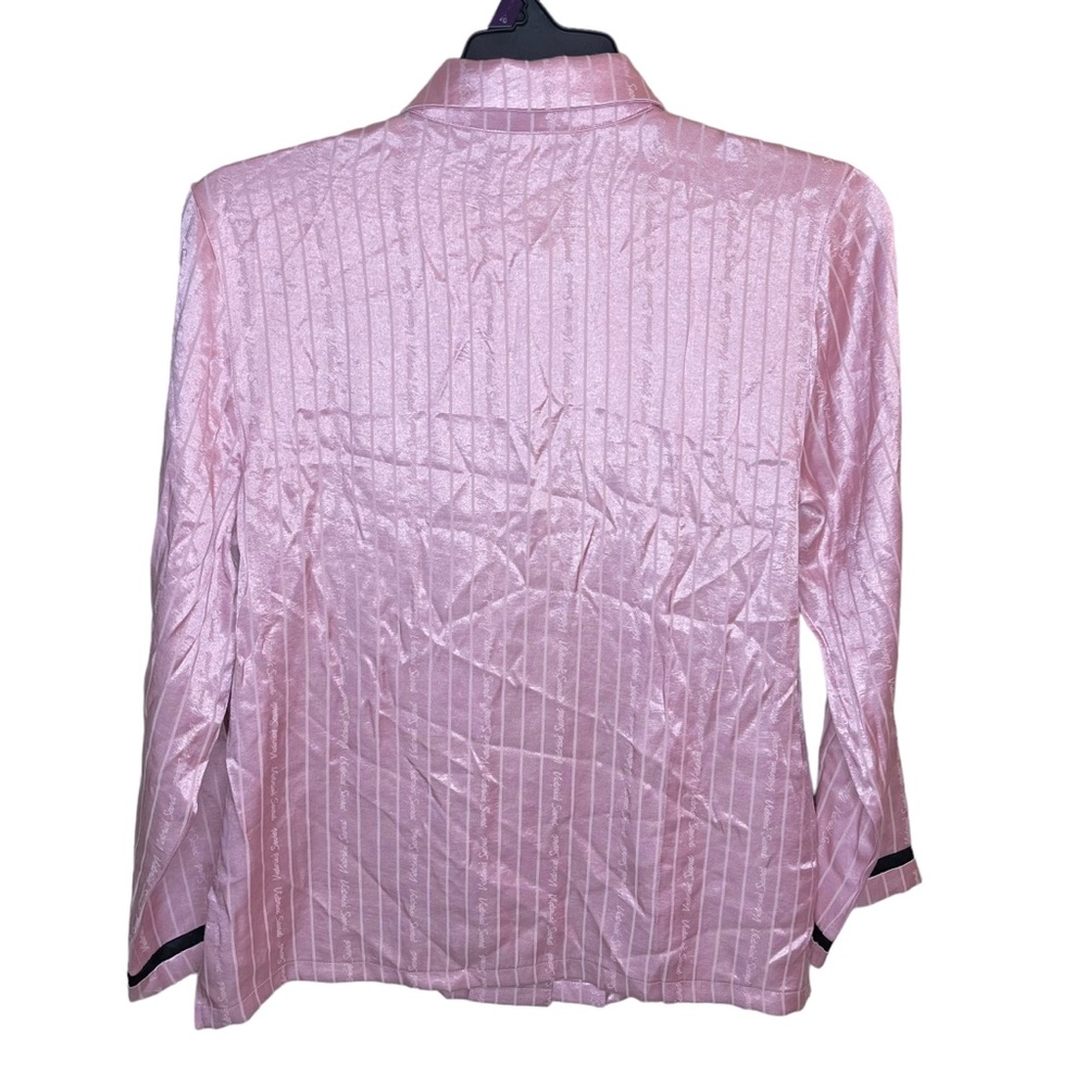 Victorias Secret Pajama Shirt Women’s Medium Pink Striped Button Up Silky top - Picture 2 of 9
